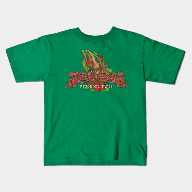 Strawberries Records & Tapes Kids T-Shirt by JCD666